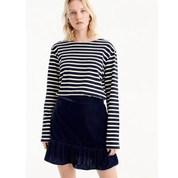 J. Crew Navy Blue Velvet Flounce Ruffle Mini Skirt NWT - Picture 9 of 10